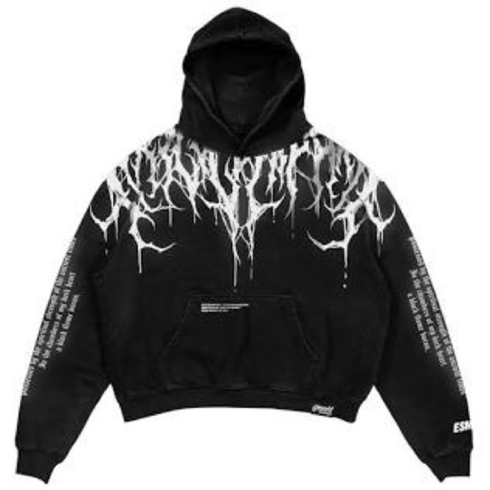 Stay Cold Apparel Reign of Blood Black Oversized Hoodie Reflective Metal Letters